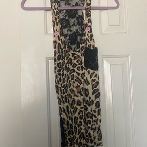 Women’s/Jr Leopard & Black Lace Back Tank Top M